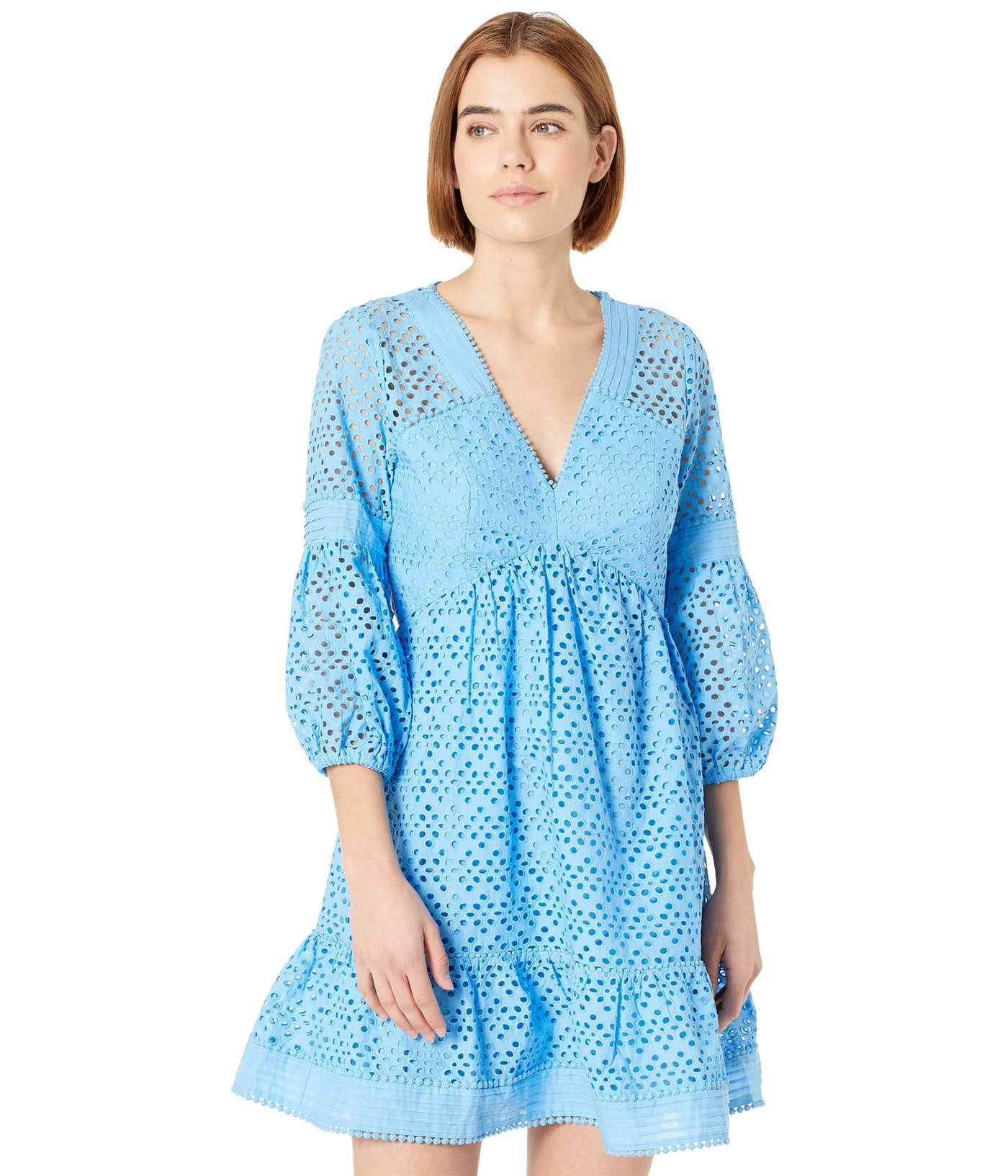 Lilly Pulitzer Lucinda Dress Zanzibar Blue Tideline Eyelet 12