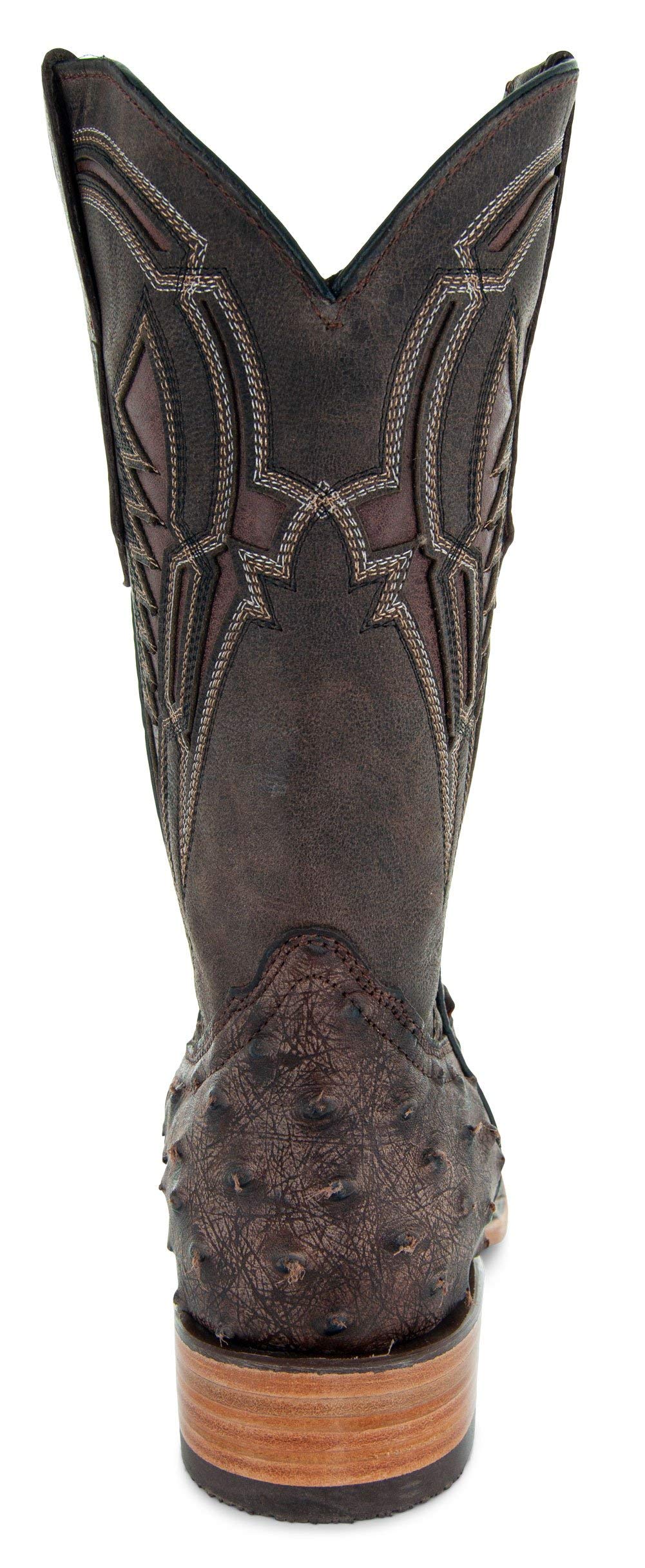 Soto Boots Men's Out of the Wild Ostrich Print Cowboy Boots, Exotic Print Men's Cowboy Boots, Western Boots For Men H50031 8 Brown