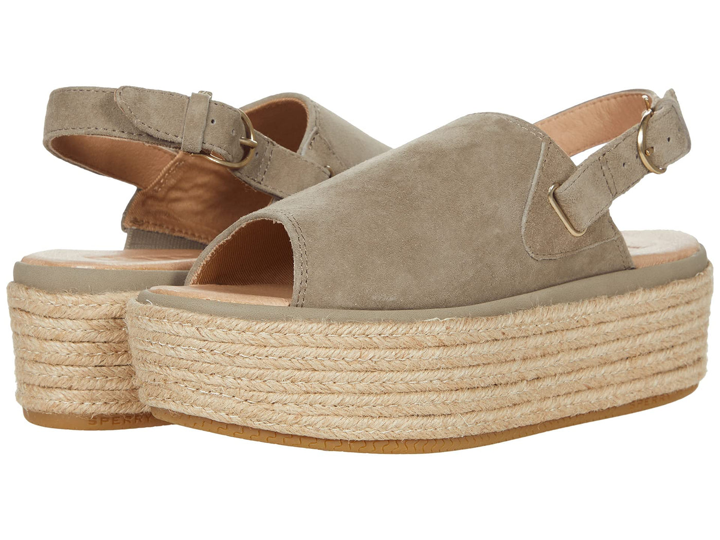 Sperry Delmare Plushwave Flatform Sandal Taupe 7 M (B)