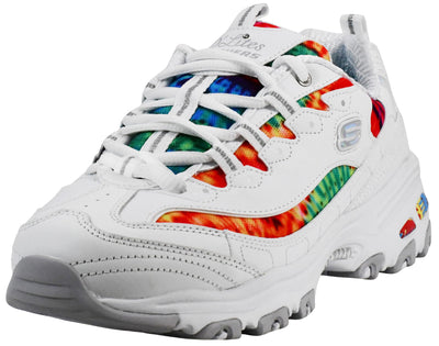 Skechers Women's D'Lites Summer Fiesta Shoes, White/Multi, 9.5 W