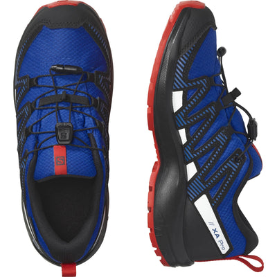 Salomon Unisex-Child Xa Pro V8 CSWP J Hiking Shoe 1 Little Kid Lapis Blue/Black/Fiery Red