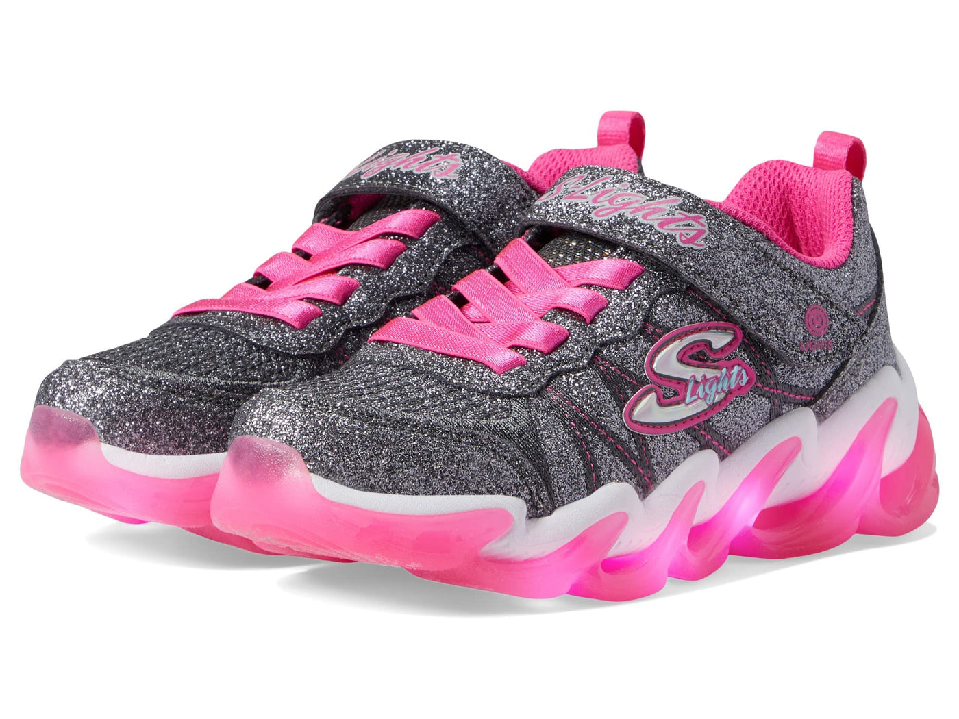 Skechers Girl's Sport Lighted - Hyper Surge 302330L (Little Kid/Big Kid) Charcoal/Hot Pink 3 Little Kid M