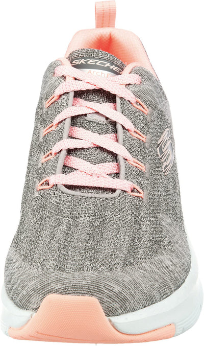 Skechers Women's Arch Fit Comfy Wave Sneaker 11 Gray Knit Pink Trim