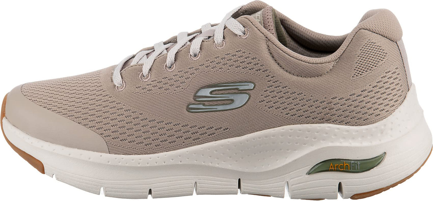 Skechers Men's Low-top Trainers, Beige Taupe Textile Synthetic Trim TPE, 8.5