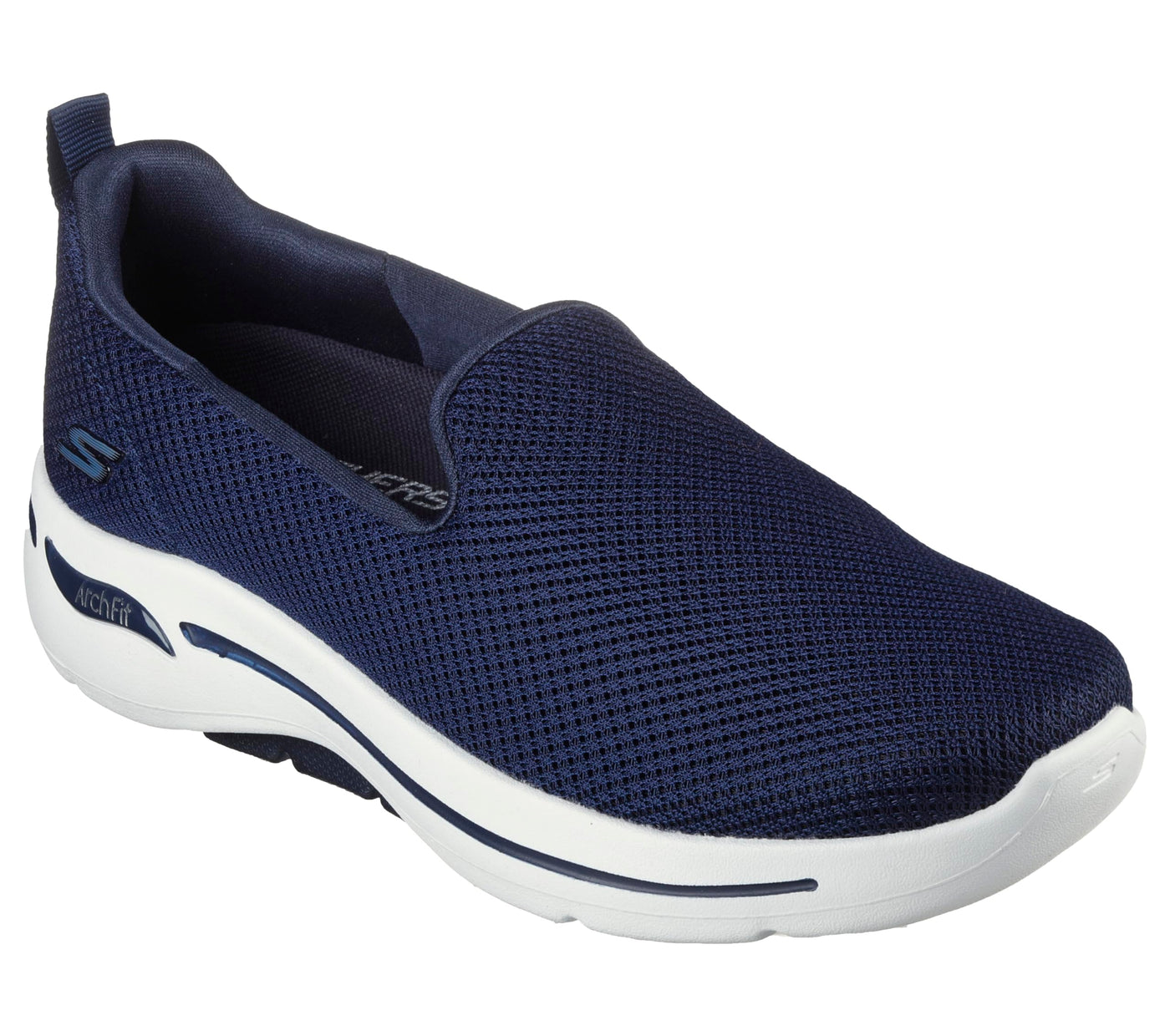 Skechers Women's Go Walk Arch Fit-Grateful Sneakers, Navy/White, 10 Wide