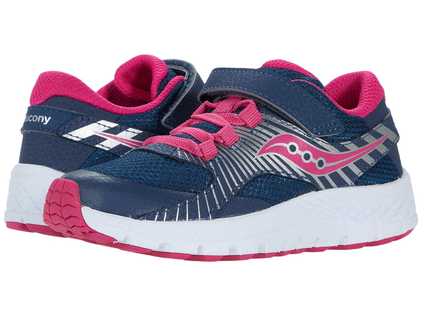 Saucony Kids Velocer Unisex Alternative Closure Running ShoesNavy/Pink 5.5 Big Kid M