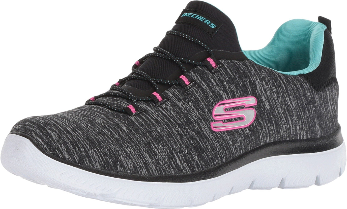 Skechers Women's Summits Quick Getaway Slip-On Sneaker Black/Light Blue 7