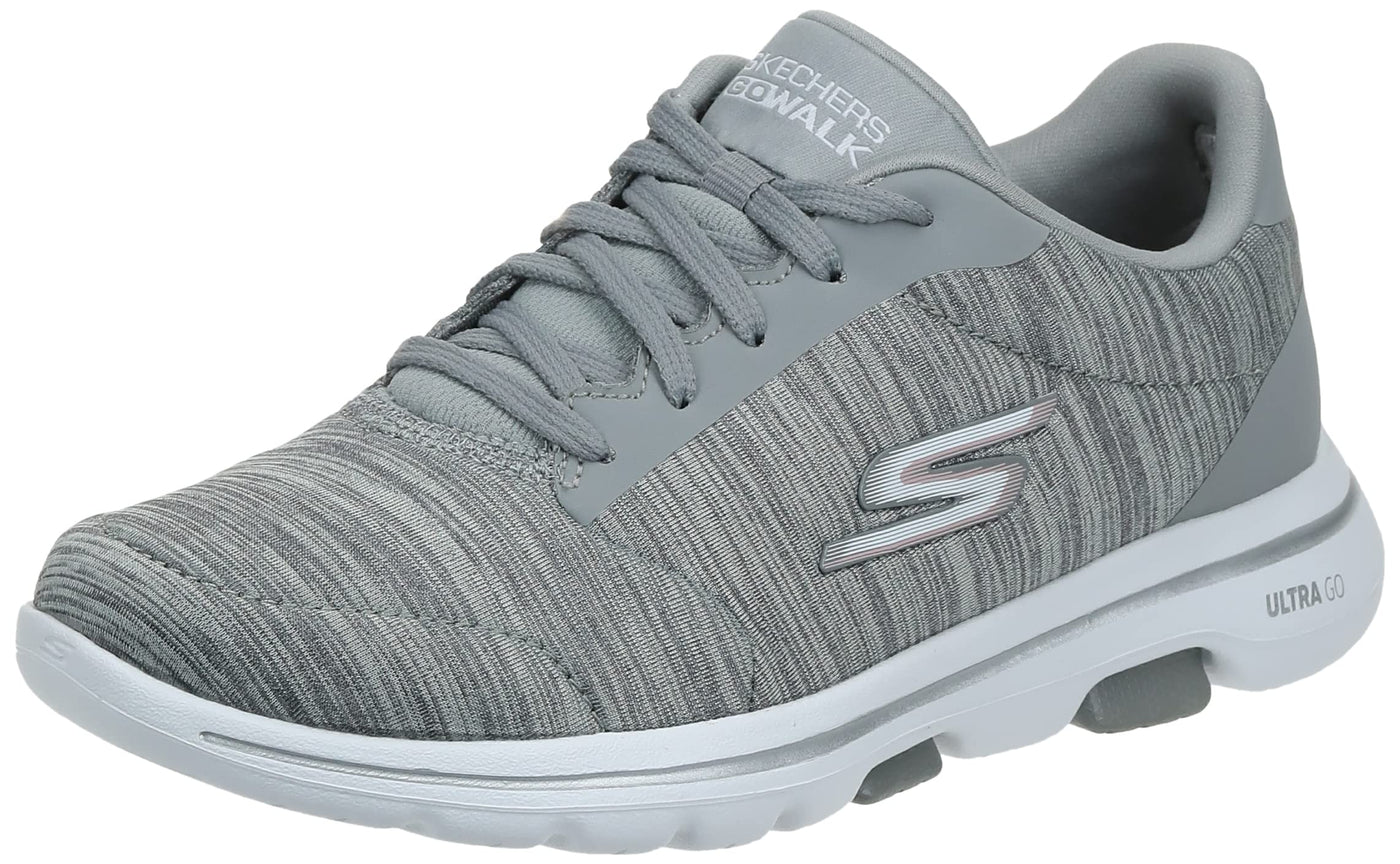 Skechers Women's Go Walk 5 True Sneaker, Grey, 8 Wide