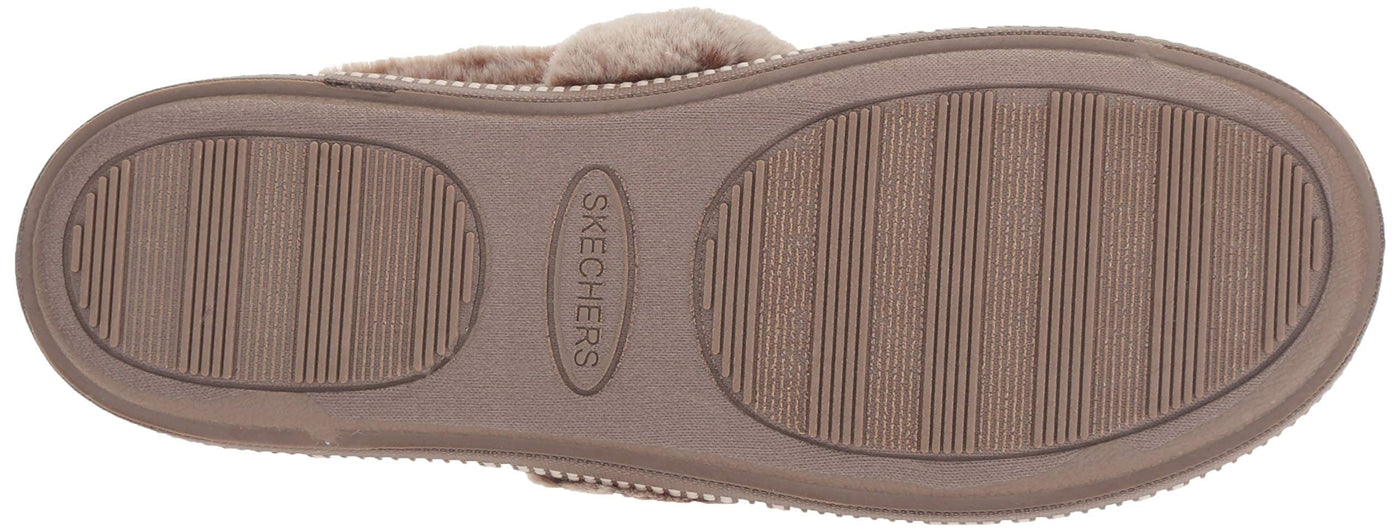 Skechers Women's Cozy Campfire-Team Toasty-Microfiber Slipper with Faux Fur Lining, Dark Taupe, 6.5 M US