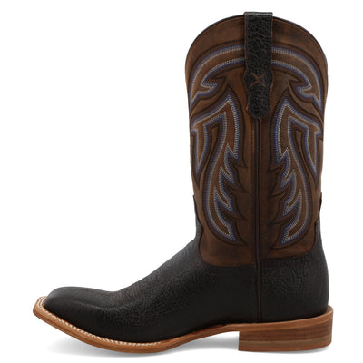 Twisted X Men's 12" Rancher, Wide Square Toe with CellSole, Black & Coffee, 13 D