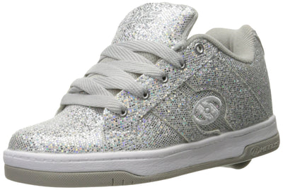 Heelys Girls Split Sneaker, Silver/Disco Glitter, 2 Little Kid