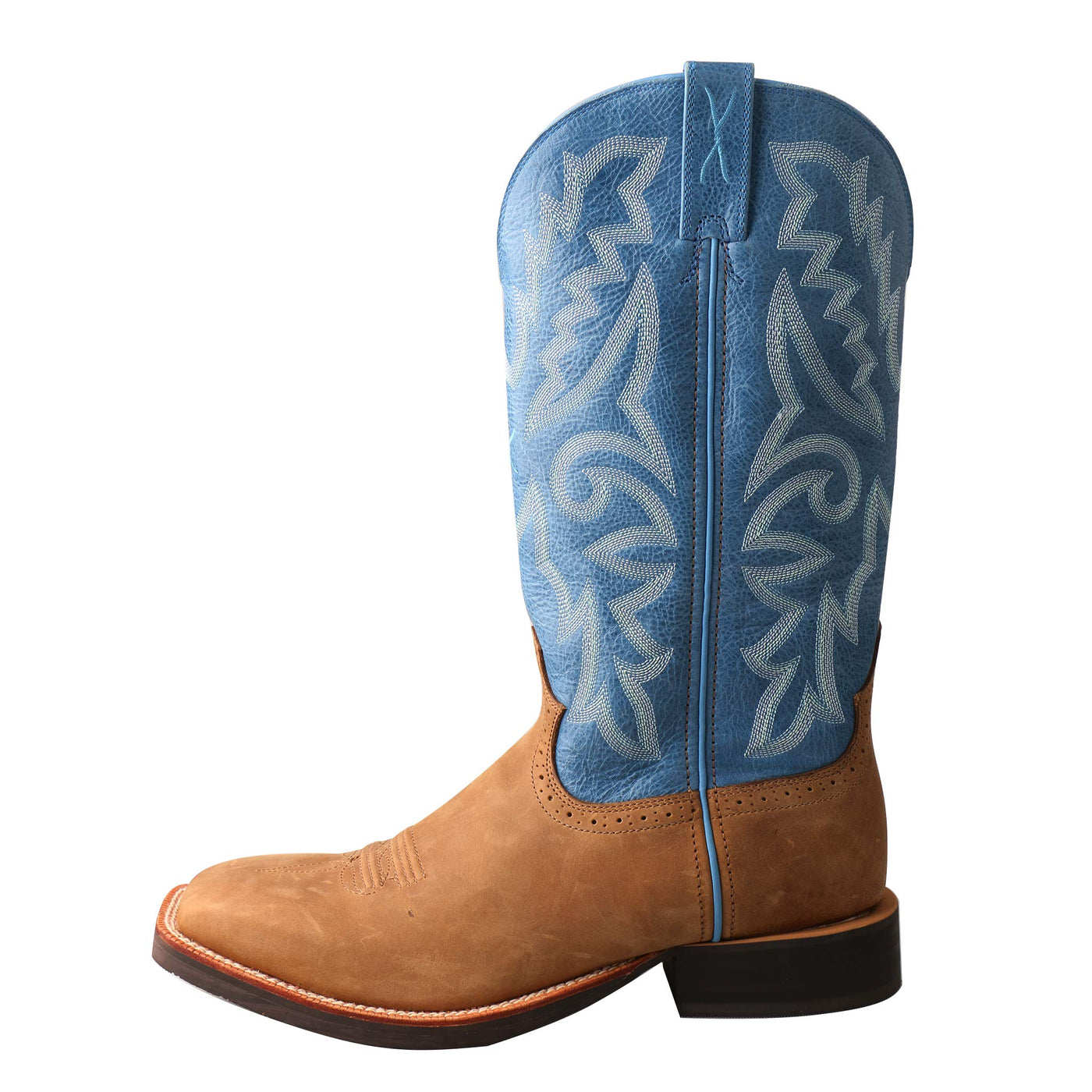 Twisted X Men's Ruff Stock Boot WS Toe 14", Tan/Sky Blue - 9 Wide