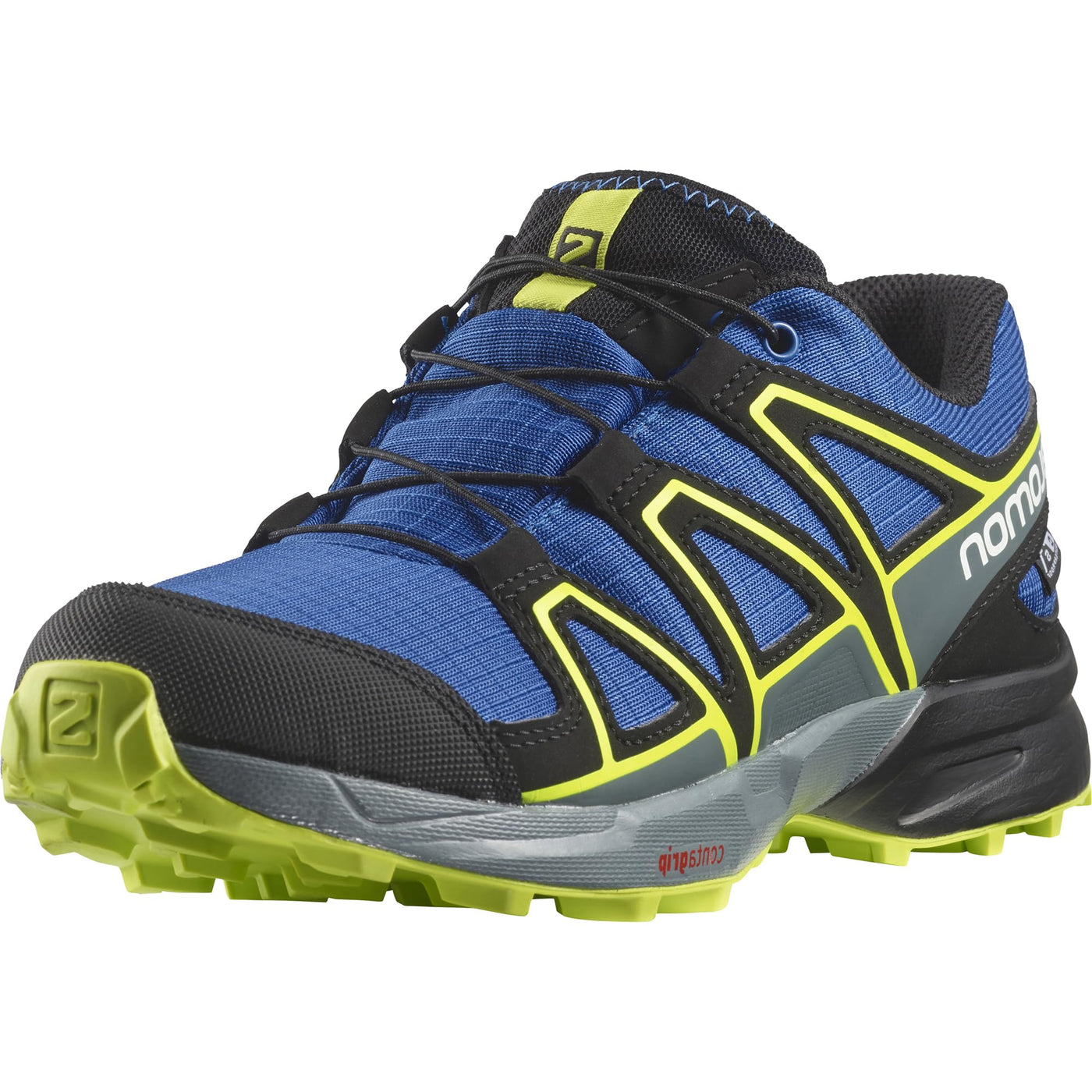 Salomon SPEEDCROSS CLIMASALOMON™ WATERPROOF Shoes for Kids, Nautical Blue / Black / Acid Lime, 2