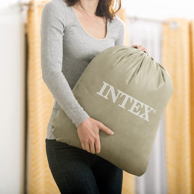 Intex 67765ED Dura-Beam Deluxe Comfort-Plush Mid-Rise Air Mattress: Fiber-Tech – Twin Size – Built-in Electric Pump – 13in Bed Height – 300lb Weight Capacit