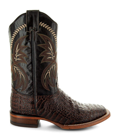 Soto Boots Men's Caiman Belly Print Cowboy Boots H4001 (Brown,12)