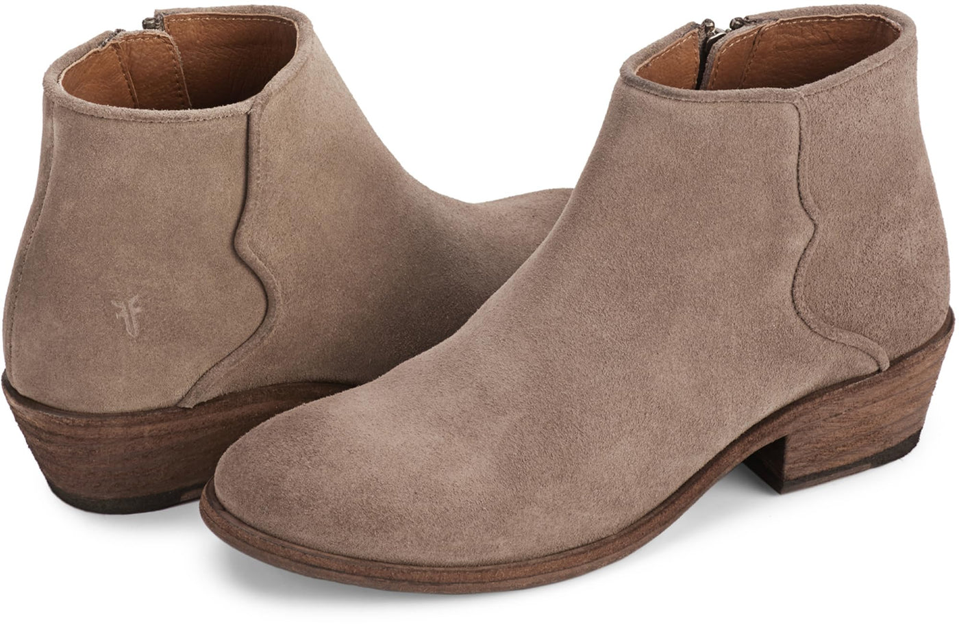 Frye Carson Piping Booties for Women Made from Soft Full-Grain Leather with Signature Western-Inspired Piping Detail and Supple Leather Lining – 4” Shaft Height, Medium Grey - Suede - 8M