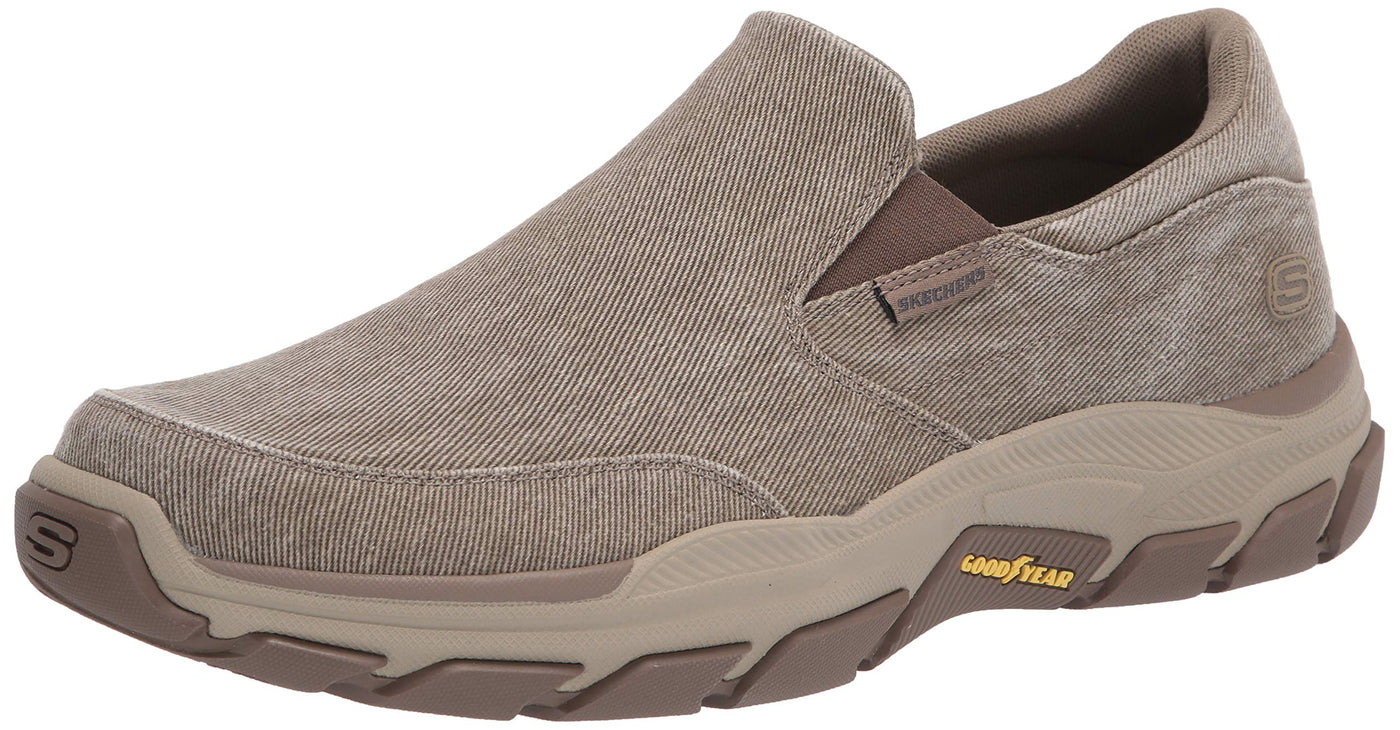 Skechers USA Men's Men's Respected-Fallston Canvas Slip On, Taupe, 8.5