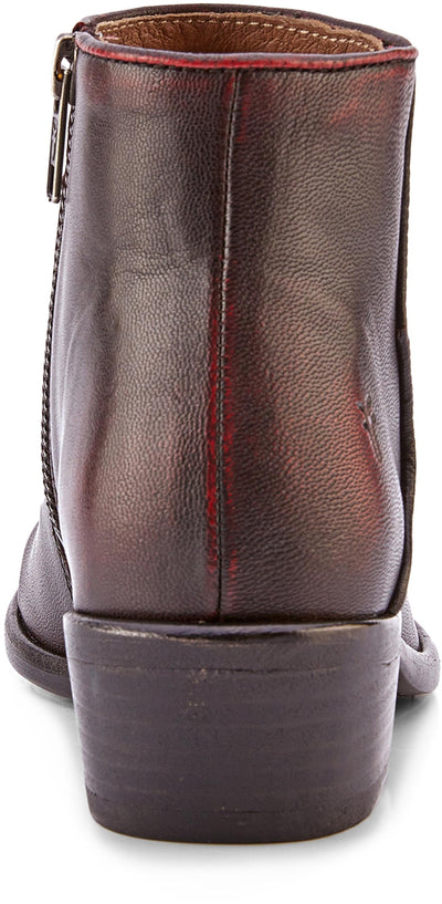 Frye Carson Piping Booties for Women Made from Soft Full-Grain Leather with Signature Western-Inspired Piping Detail and Supple Leather Lining – 4” Shaft Height, Black/Scarlet - Cabra Crust - 9.5M