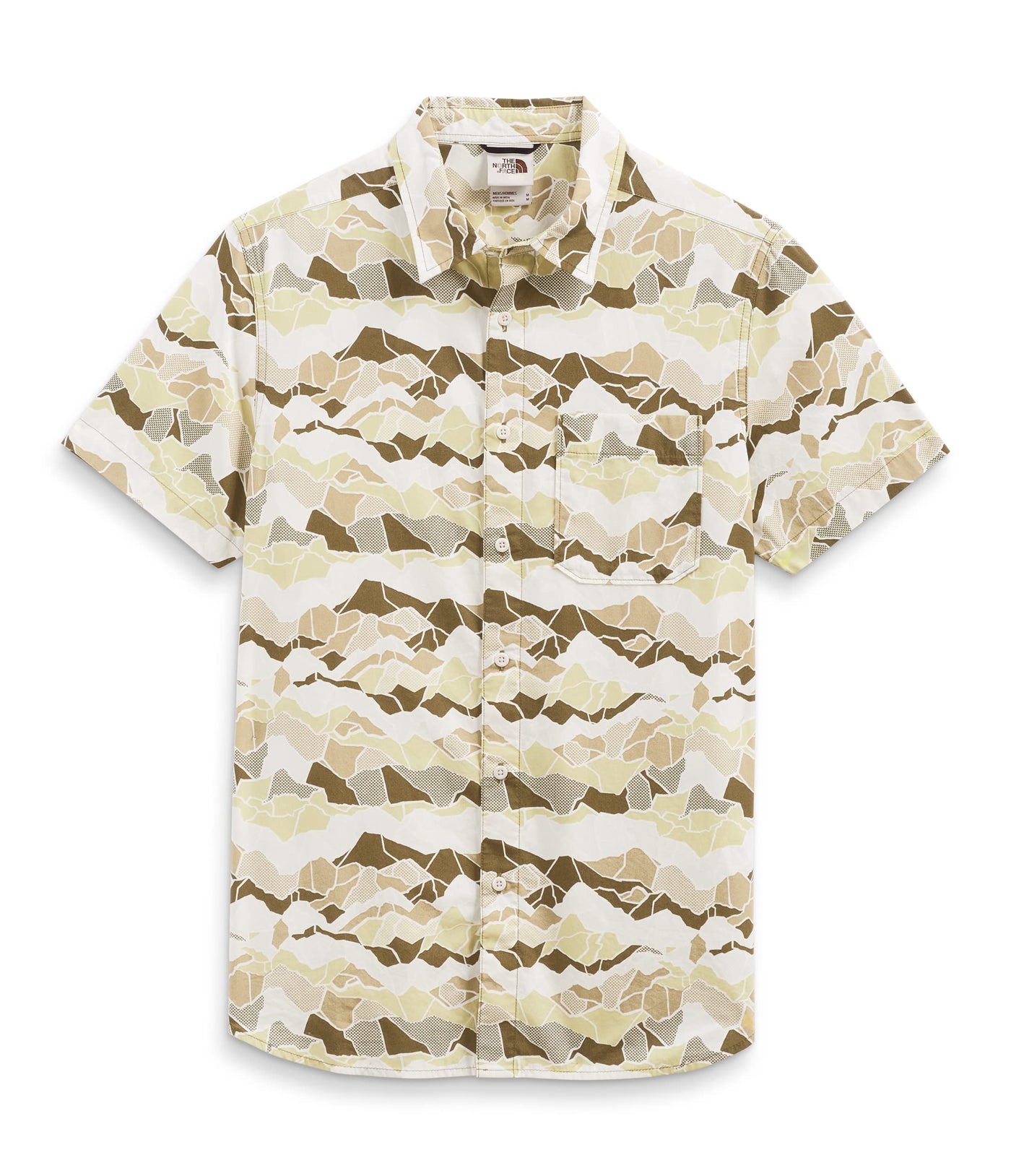 THE NORTH FACE Short Sleeve Baytrail Pattern Shirt - Men's Military Olive Mountain Camo Print, L