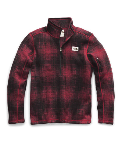 THE NORTH FACE Men's Gordon Lyons Novelty 1/4 Zip, Cardinal Red Ombre Plaid Small Print, L