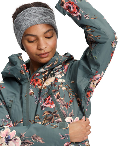 THE NORTH FACE Women's Clementine Triclimate Insulated Ski Jacket, Balsam Green Aprés Flower Print/Balsam Green Heather, Large