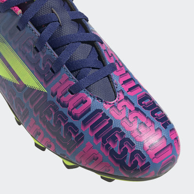 adidas X Speedflow Messi.4 Flexible Ground Cleat - Kids Soccer 5.5 Big Kid Victory Blue/Shock Pink/Solar Yellow