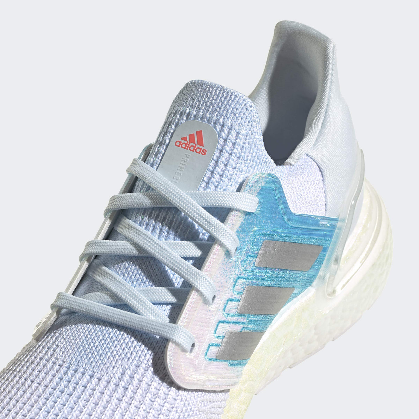 adidas Running Ultraboost 20 White/Silver Metallic/Sky Tint 9 B (M)