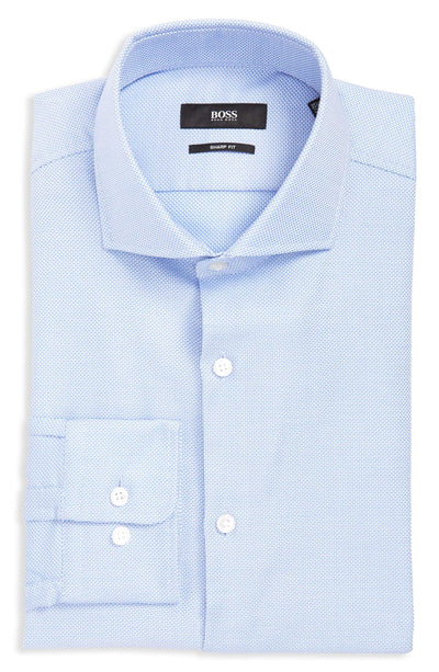 Hugo Boss BOSS Mark Slim Fit Cotton Dress Shirt by BOSS, Light Blue, 14.5 Neck 32-33 Sleeve