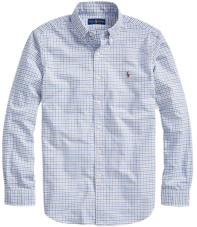 Ralph Lauren Men's Long Sleeve Oxford Button Down Shirt (XX-Large, BlueWhiteMulti)