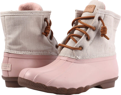 Sperry Womens Saltwater Canvas Duck Rose/Oat Boot - 9 M