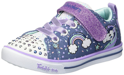 Skechers Unisex-Child Twinkle Toes Sparkle Lite-Unicorn Craze Sneaker Denim/Lavender 13 Little Kid