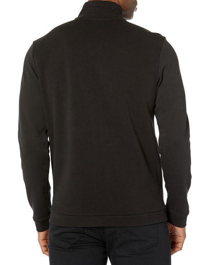 BOSS Mens Tonal Regular Fit Cotton Zip Up Sweatshirt, Basic Black, Small US