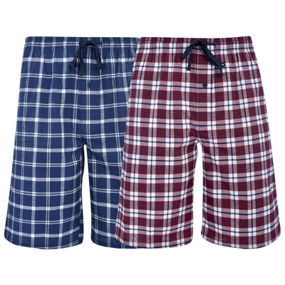 Hanes Mens 2-Pack Woven Stretch Pajama Short, Navy/Red, XX-Large