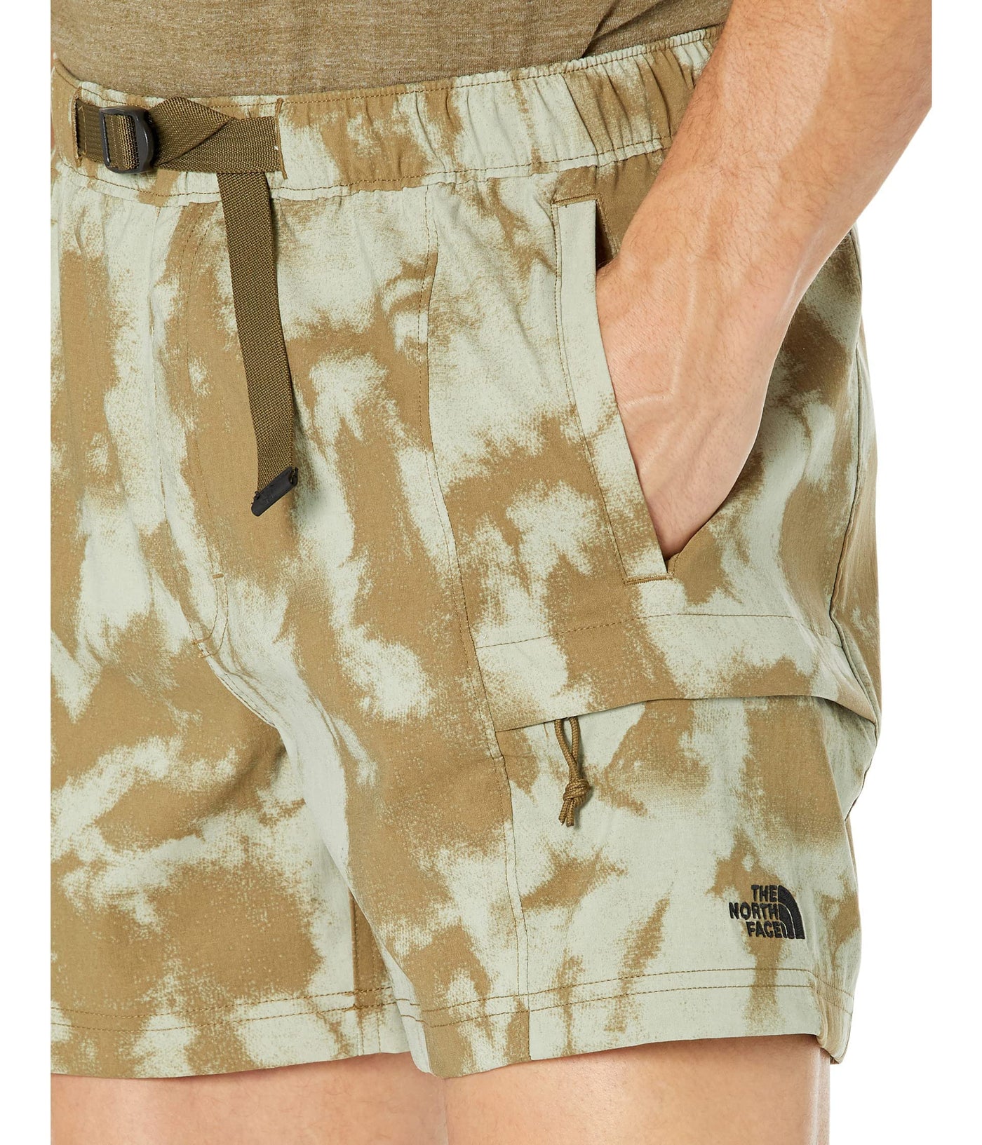 THE NORTH FACE Printed Class V 5" Belted Shorts Military Olive Retro Dye Print MD 5