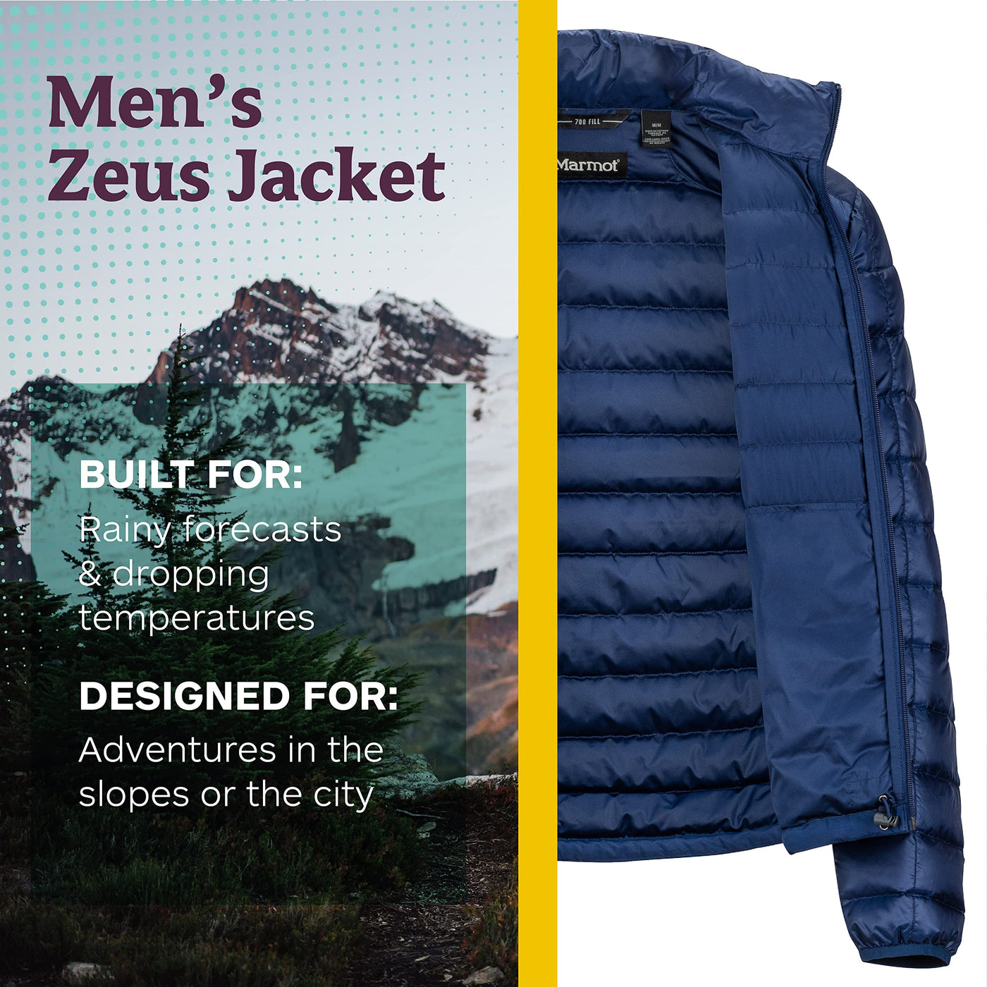 MARMOT Men's Zeus Jacket - 700-Fill Insulated, Water-Resistant, Lightweight Puffer Medium Arctic Navy